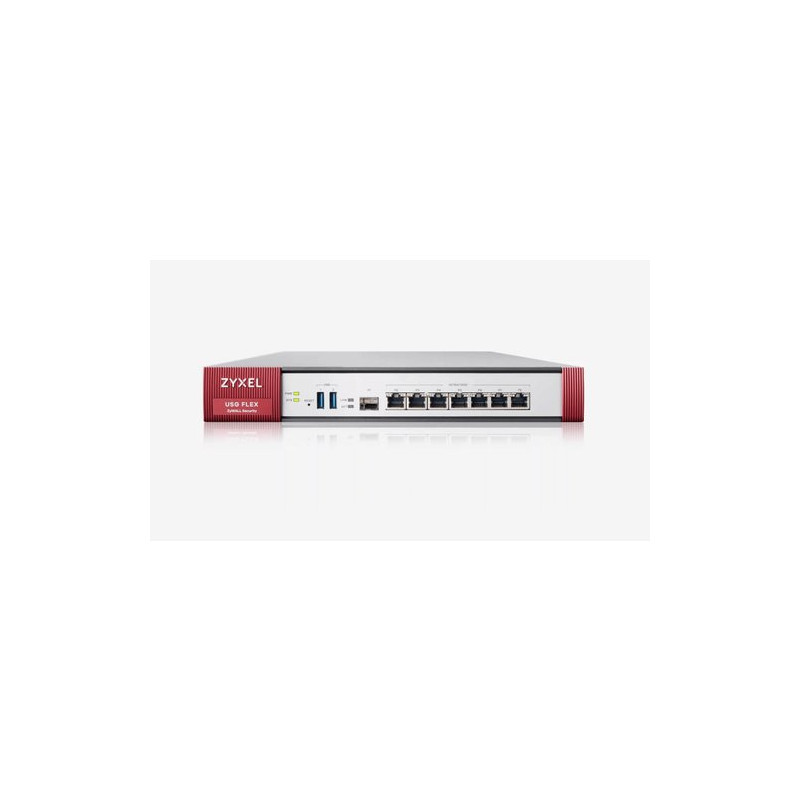 FIREWALL ZXYEL USGFlex Security Gateway 200 VPN: 100 IPSec/L2TP, 60 SSL 2xWAN 1XWAN(SFP) 4xLAN 2xUSB +1Y SEC PACK x25 utenti