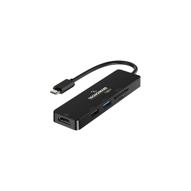 DOCKING STATION TECNOWARE HUB USB-C 5 in 1 Adapter: HDMI + USB2.0+ USB3.0+Card Slot SDXC e Micro SD - FHUB17693