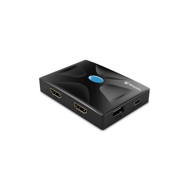 KVM HDMI ATLANTIS P021-MTHK02 SWITCH USB Tastiera, Mouse, video HDMI a 2 porte Ingresso/Uscita Include 2 cavi di collegam.